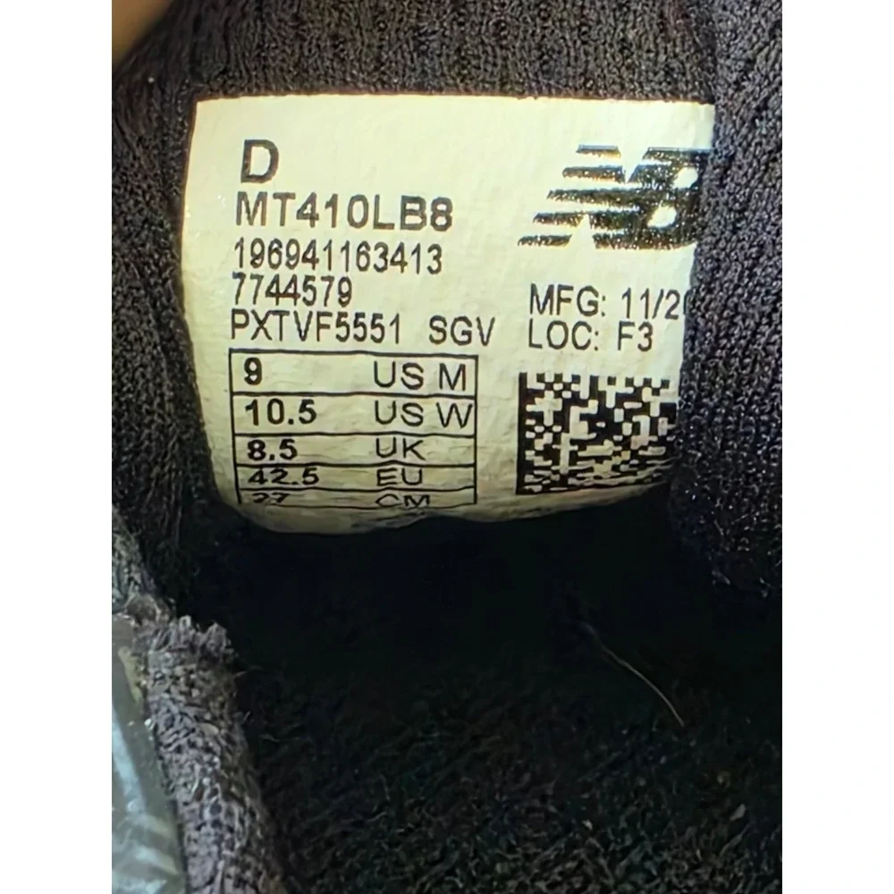 New Balance Unisex Mens 9 Womens 10.5 Trail Running Shoes Black Grey Sneakers